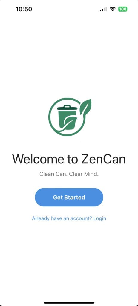 ZenCan mobile app welcome screen